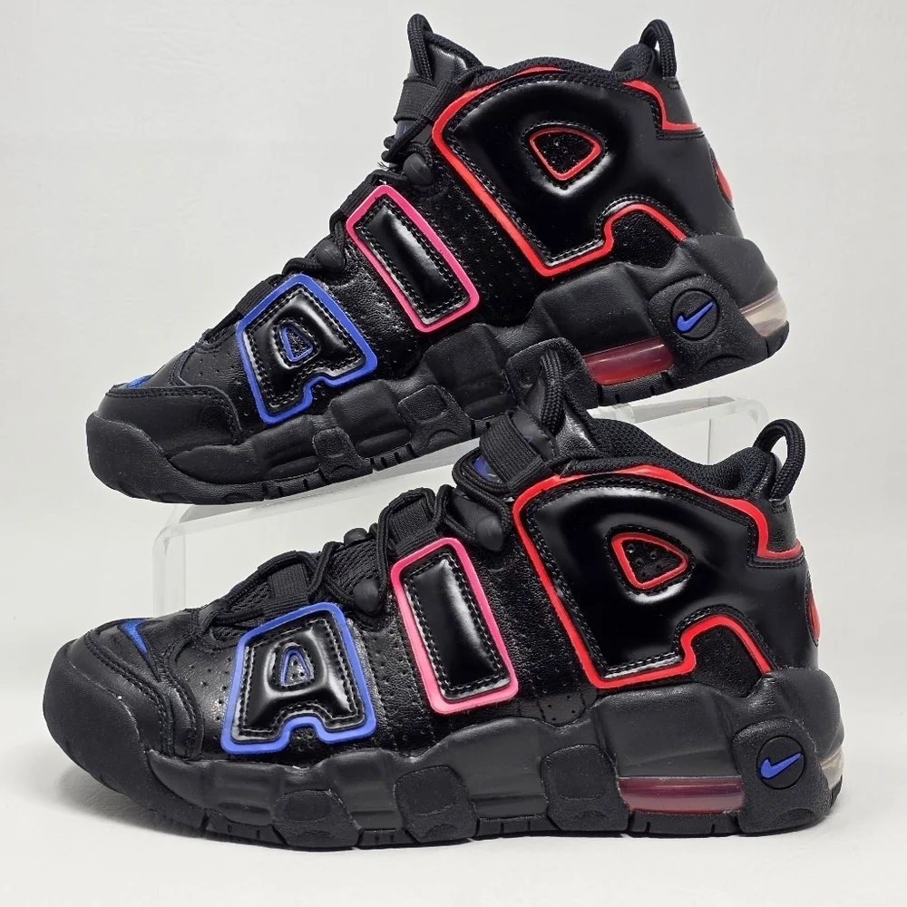 Nike Air More Uptempo 96 Black Retro High Top Basketball Sneakers Youth Size 6Y